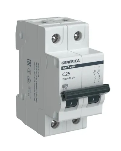 GENERICA ВА47-29М 2P C 25А 4,5кА (MVA21-2-025-C-G). Автоматический выключатель. IEK в Бийске