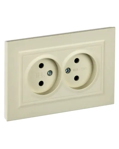 Розетка 2-местная без з/к РС12-2-БрКр бежевый BRITE (BR-R20-10-K10-F). Розетка без заземления без защитных шторок в сборе. IEK в Бийске