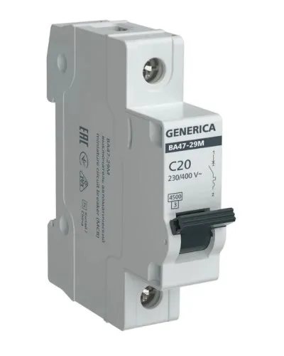 GENERICA ВА47-29М 1P C 20А 4,5кА (MVA21-1-020-C-G). Автоматический выключатель. IEK в Бийске