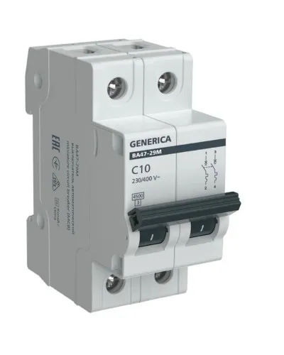 GENERICA ВА47-29М 2P C 10А 4,5кА (MVA21-2-010-C-G). Автоматический выключатель. IEK в Бийске