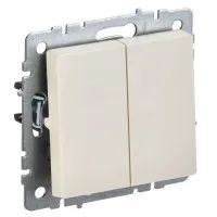 Выключатель 2-клавишный проходной ВС10-2-6-БрКр бежевый BRITE (BR-V22-0-10-K10). Выключатель. IEK