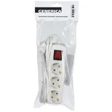 У03В 3места, 1,5м GENERICA (WYP10-10-03-D15-ZK-G). Удлинитель 3 места 2P+PE, 3х1 кв.мм, 10А, 250В. IEK