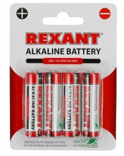 Алкалиновая батарейка AA/LR6 1,5 V 4 шт. блистер REXANT (30-1027). Элемент питания. Rexant в Бийске