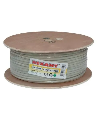 RG-8X, 50 Ом, CCS/Al/A, 75% (01-2021). Кабель коаксиальный радиочастотный. Rexant в Бийске