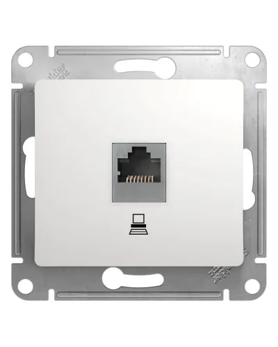 Glossa розетка RJ45 1-местная, кат. 5Е, скрытой установки, механизм, белый (GSL000181K). Розетка компьютерная. Systeme Electric в Бийске