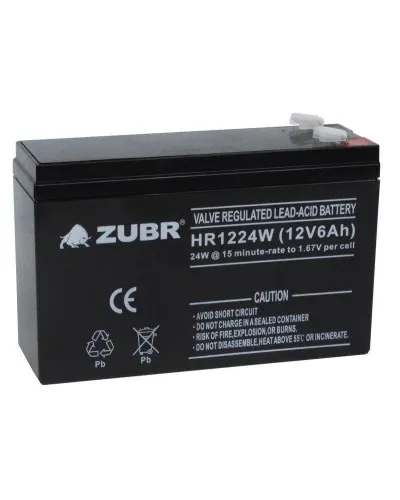 ZUBR HR 1224W (12V, 6Ah). Аккумулятор герметичный свинцово-кислотный. ZUBR в Бийске