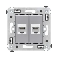 Розетка RJ-45 в стену, кат.5E, Avanti, двойная, закаленная сталь (4404664). Розетка компьютерная. ДКС