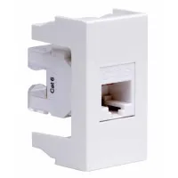 Розетка RJ-45 Viva 1 модуль кат.6A белая (45058). Розетка компьютерная экранированная с одним разъёмом. ДКС