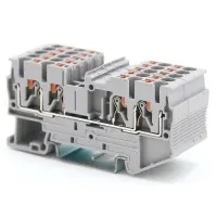 Клемма проходная, зажим push-in, 4 точки подключения, 2.5 кв.мм, серая (VPR-2.5-QUATTRO-GY). Клемма проходная, 4 точки подключения. ДКС