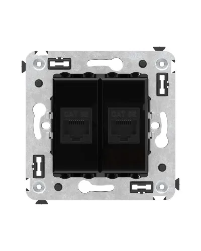 Розетка RJ-45 в стену, кат.5E, Avanti, двойная, черный квадрат (4402664). Розетка компьютерная. ДКС в Бийске